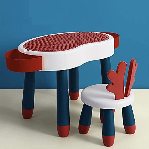 Walnut Multi-Purpositure Block Construction Activity Table com cadeiras, escrita em armazenamento de top e brinquedos para crianças,