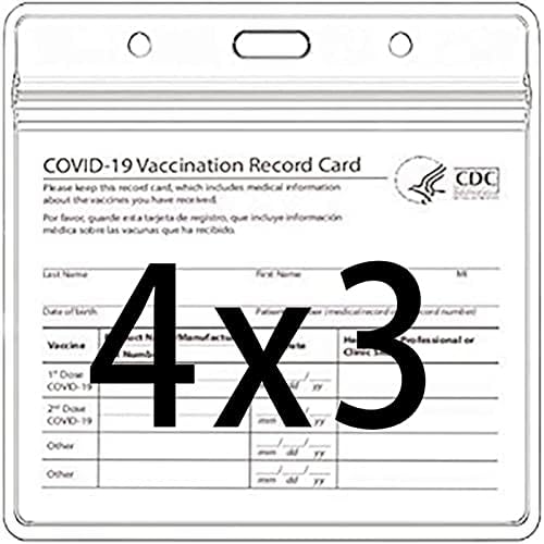 10 PCs CDC CDC Vacinação Card Filme 4 x 3 polegadas, com zíper à prova d'água, com manga de vinil de cordão destacável