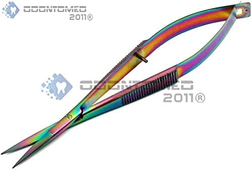 ODONTOMED2011 4,5 Aço inoxidável reto Squeeze Scissors Multi Titanium Rainbow Color