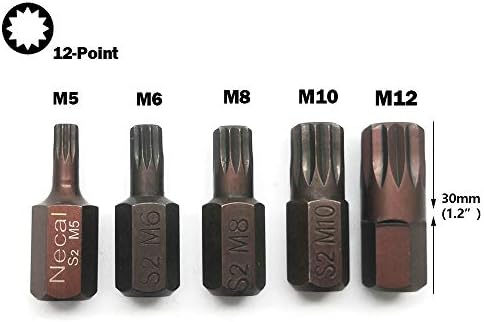 5pcs 12 pontos Tripla quadrado Bit, 12 pontos Torx Bits de chave de fenda com haste hexadecimal, M5 M6 M8 M10 M12 | Métrica