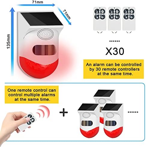 Luz de alarme do estroboscópio solar 2 in1 Modo de alarme Sirenes e robustez Strobe senso automático Carregamento 120dB Segurança sonora Sirene Light Outdoor Amazimento IP67 Detector de movimento para casa, fazenda