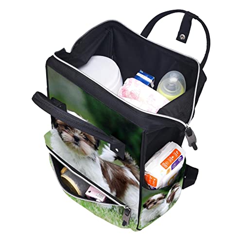 Lorvies Shih Tzu Dog Puppy Backpack Backpack, mochila de viagem de função muti de grande capacidade