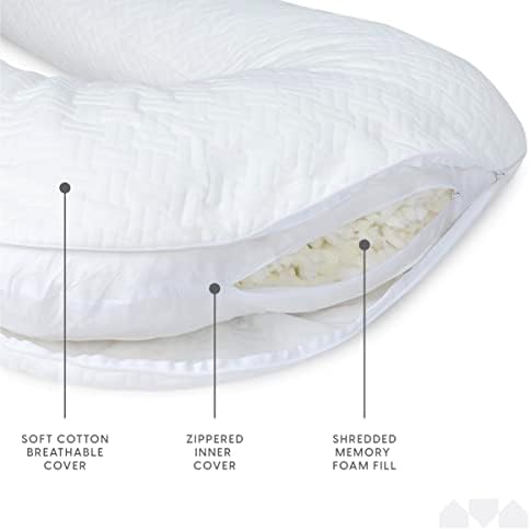Milliard 65 polegadas U Total Suporte corporal Pillow Memory Foam com capa macia e lavável de jacquard- branco