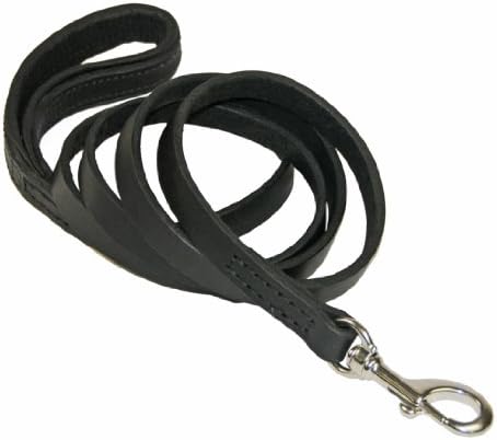 Dean e Tyler Touch Soft Touch Leather Dog Leash com alça preta acolchoada e gancho de aço inoxidável, 5 pés por 3/4 polegadas, preto
