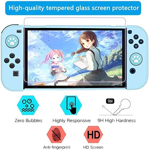 Caso de proteção de protetora de protetores de Oldzhu Blue Compatível com Nintendo Switch Joy-Con Controllers, com protetor de