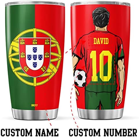 Caneca de viagem de futebol portugal de capa portugal com tampa com tampa nacional de esportes nacionais de copos isolados de aço