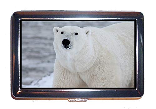 Cigarro de aço inoxidável, predador de urso polar animal, caso de titular do cartão de visita de crédito de proteção