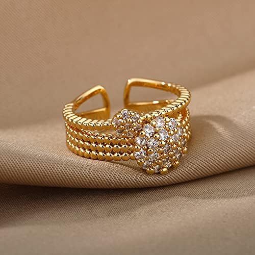 Oyalma Zircon Circle Open Anings for Women Crystal Gold Finger Charme Anel Ajuste Jóias dos Namorados-89954