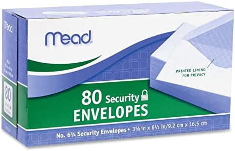 Envelopes de segurança mead #10, 40 contagem, pacote de 2 = 80 envelopes