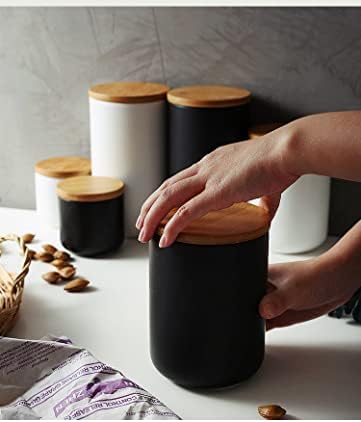 Sdgh nórdica arte cerâmica de cozinha lata lata temperando grãos de grãos garrafa de armazenamento com tampa de tampa