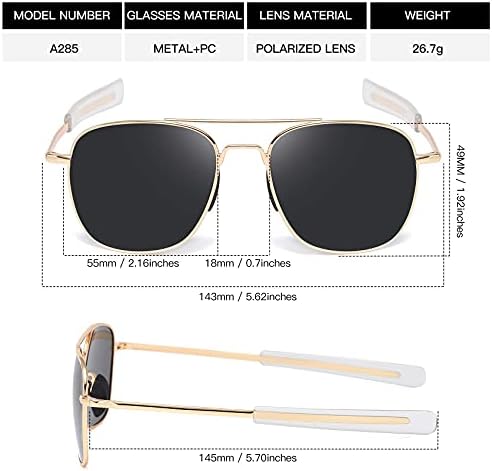 Óculos de sol para aviadores masculinos do rcxkoom