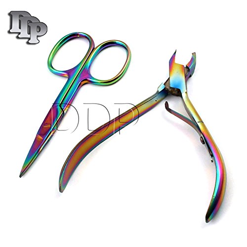 DDP arco -íris colorido aço inoxidável profissional mini manicure kit cuticle cuticle e tesoura de unhas Conjunto