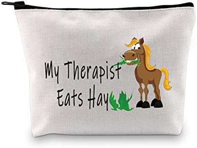 Pxtidy Horse fazenda Presente Presente para Cavalos Para Amor de Cavalos Bolsa de Maquiagem Meu Terapeuta Coma Hay Equestre