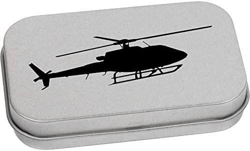 Azeeda 'Helicopter Silhouette' Metal Hinged Stationery Tin/Storage Box