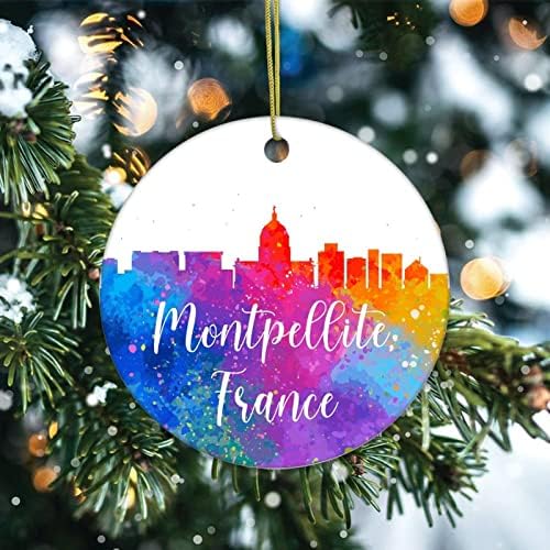 Ornamentos de lembrança de Natal France-paris Cerâmica Presentes de ornamentos de cerâmica Ornamentos coloridos pintando casas de