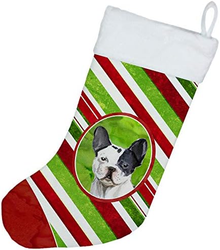 Tesouros de Caroline CK4051CS Natal Flakes de neve French Bulldog meias de Natal, lareira pendurando meias de Natal Decoração
