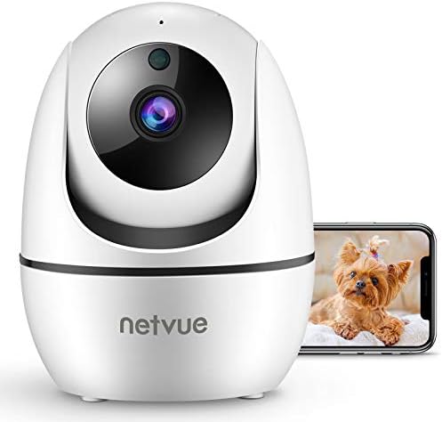 Câmera interna Netvue, 1080p FHD 2,4GHz WiFi Pet Camera, câmera doméstica para animais de estimação/bebê, câmera de cachorro áudio