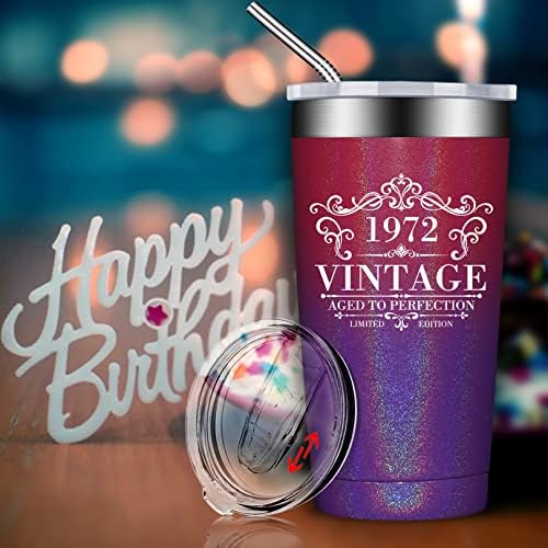 Birgilt 51º Birthday Gifts Para Mulheres e Homens - Presentes de 51 anos para homens - 1972 Presentes de aniversário para 51 anos Man - Funny 51st Party Decorations Supplies - 1972 Tumbler de 20 onças