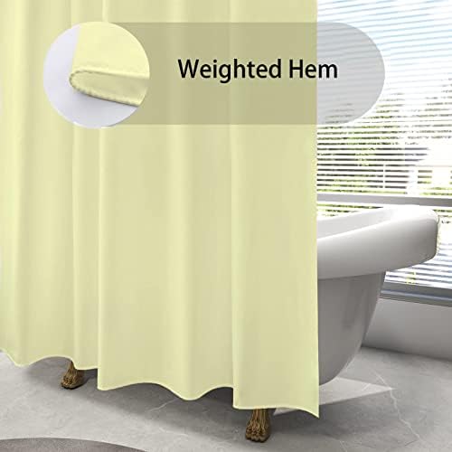 Cortina de chuveiro do banheiro de tecido amarelo claro, 72x72 polegadas de poliéster, sólido bege morden macio, cortinas de chuveiro