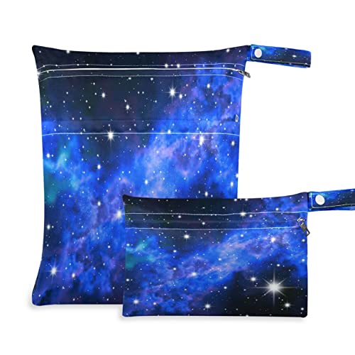 Kigai Water impermeável bolsa molhada Conjunto de galáxia azul Universo Sacos secos úmidos para fraldas de pano bolsa lavável com