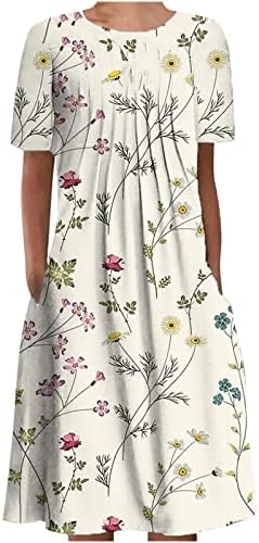 Vestidos de boho estampos florais para mulheres dianteiras plantas de verão Casual Camise