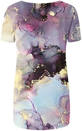 Mulheres Mangas curtas Crewneck Cotton Marble Graphic Lounge Loue Fit Fit Fit Blouse Tshirt para meninas GP