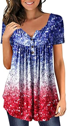 Mulheres tops camisa de tecnologia feminina feminina Independence Print v pesco