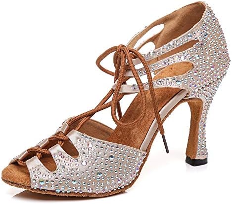 Sapatos de dança latina para mulheres de hroyl com shinestones baile salão de saltos de dança de festas de casamento, ycl425
