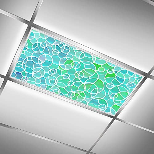 mchuang manchado mosaico de vidro 2 pacote de pacote flexível capa de luz fluorescente teto de clarabóia para o escritório