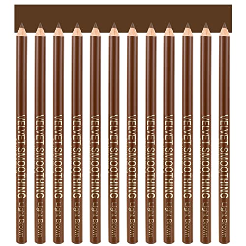 Zevni Sumeitang 12 PCs Conjunto de lápis de delineador marrom claro, lixo macio de forro de gel de gel altamente pigmentado