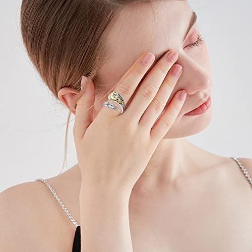 Peireara Moon Star Spoon Ring 925 Sterling Silver Boho Spoon Vintage Ring Ring Bands Ajusta Bandas de joias de anéis para mulheres