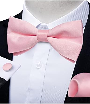 DiBangu 3pcs laços de arco para homens gravata pré-amarrada e conjunto quadrado de bolso conjunto de cetim sólido de cetim ajustável casamento