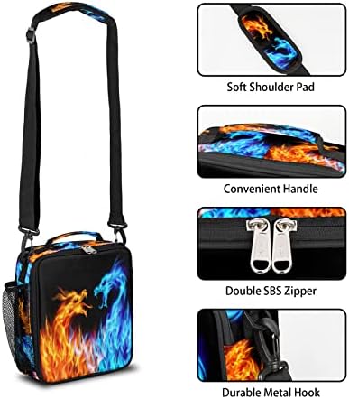 Abstract Ice Fire Dragons Lunch Boet for Kids Boys, bolsa de lancheira isolável reutilizável bolsa de lancheira térmica Cooler