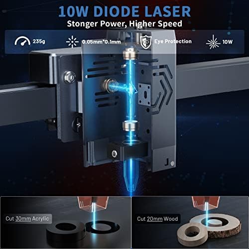 Ortur Laser Master 3 com pés dobráveis ​​10W Power Power Laser Gravador, 0,05 * 0,1 mm