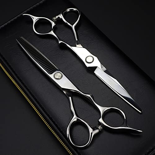 Tesoura de corte de cabelo, 6 polegadas Profissional Japão 440c Rolução de aço Tescoavam de cabelo cortando barbeiro