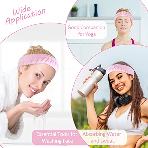 Wllhyf spa spa de faixa para a cabeça WashBand Face Wash Conjunto de maquiagem facial Banda de cabelos Microfiber chuveiro Bandas de lavagem de pulso ajustáveis ​​impedem o líquido de derramar para mulheres meninas