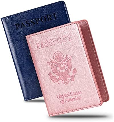 Honmein 2 PCs Passport Titulars ， Ultra Slim Passport Cartet ， PU CAPEL CAPA DE CAPARO PARA MULHERES E HOMENS