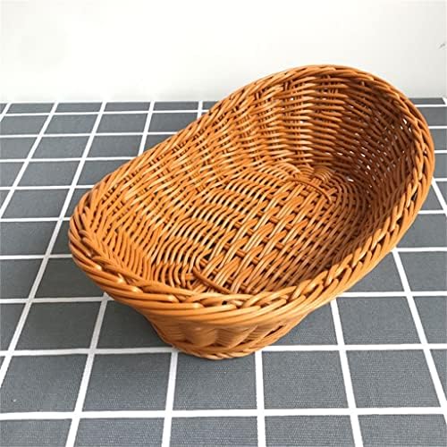 DLOETT Oval Curved Rattan tecido de cesta de cesta de pão e vegeta