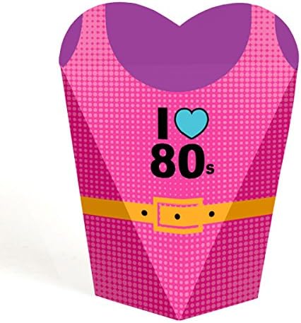 Big Dot of Happiness Retro dos anos 80 - Totalmente dos Favores do Partido dos anos 80 - Caixas favoritas em forma de coração para mulheres - Conjunto de 12