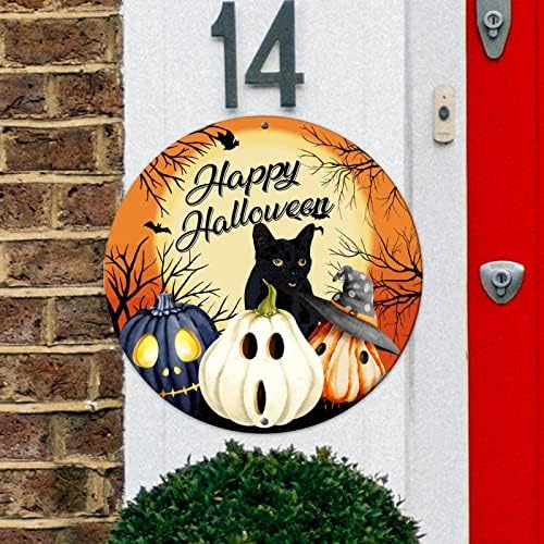 Halloween Hat Hat Witched Pumpkin Cat Metal Door Haber