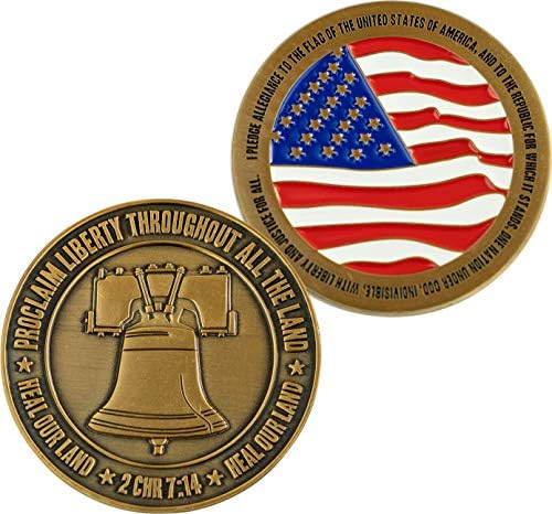 Promessa de Fidelidade, Liberty Bell & American Flag, Pacote a granel de 10 moedas de desafio militar patriótico, liberdade