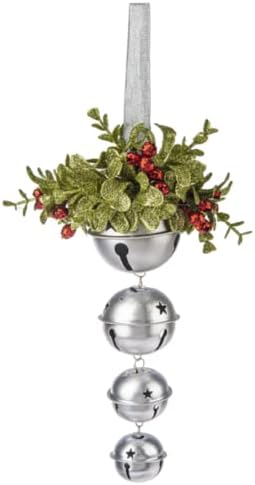 Ganz Mistletoe Jingle Bell Door Décor, altura de 9 polegadas, metal, conjunto de 2