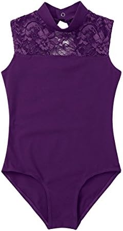 Doomiva Kids Girls Renda Lace Floral Impresso Mock Neck Ballet Dance Leotard Ginástica Athletics Salpsuit dança