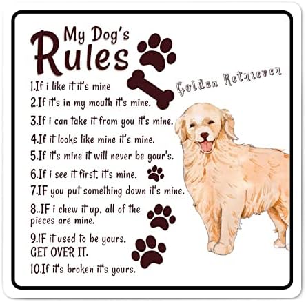 Alioyoit Rules do meu cachorro Funny Dog Metal Tin Sign Plaças de cachorro Sign Novelty metal arte antiga cães de