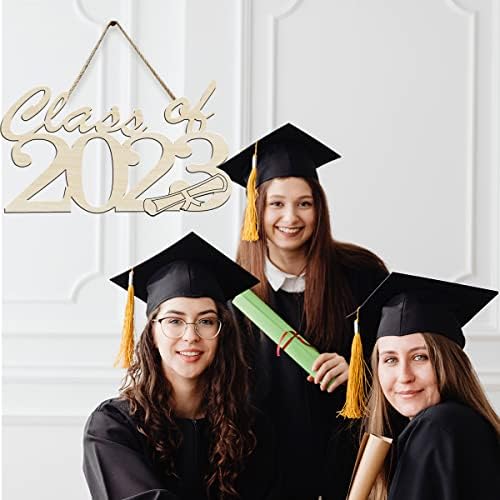 Classe de 2023 Aderetes com foto de graduação em madeira, Senior 2023 Graduation Decoration Wood Cutout Sign para a festa