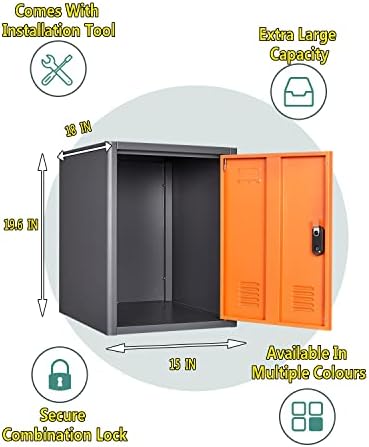 Armário de armazenamento Kaer Locker, armário de armazenamento de travamento, armário de armazenamento de metal com 1 portas, organizador