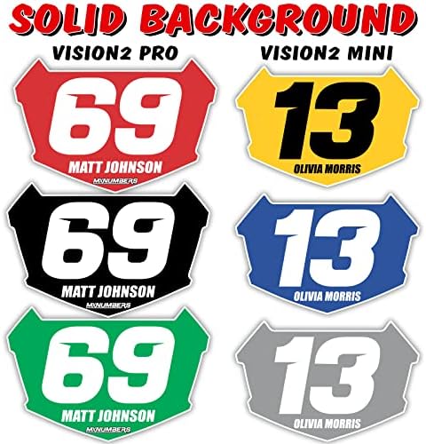 Decalques de placas BMX | Gráficos de número de corrida de bicicleta multicolorida | Custom com seu nome, número e cores | Se encaixa na placa insite vision2 junior/mini e sênior/pro