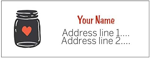 Definir 30 etiquetas de endereço de retorno personalizadas jarra de desejo fofo/jarra de pedreiro com padrão de coração