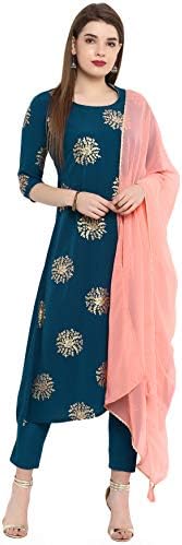 JANASYA INDIAN FENER TUNIC TOPS CREPE KURTI STENHA COM DUPATTA PARA MULHERES