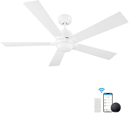 Fã de teto inteligente da SMAAIR com ventilador de teto interno e externo de 56 polegadas com remoto, trabalha com Alexa/Google Assistant/Siri, controle de aplicativos com timer e cronograma